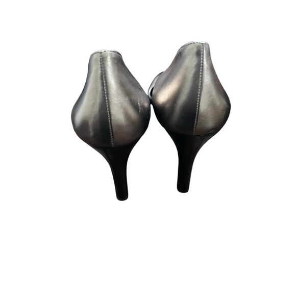 Gucci Metallic Gunmetal Leather Platform Pumps Size 40.5 Made in Italy High Heel - Picture 8 of 16